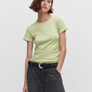 Women Solid Polo Neck Cotton Blend Light White T-Shirt