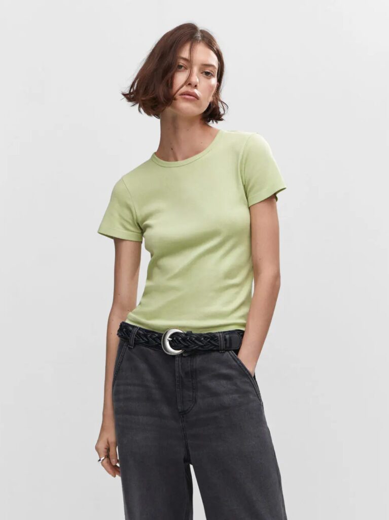 Women Solid Polo Neck Cotton Blend Light White T-Shirt
